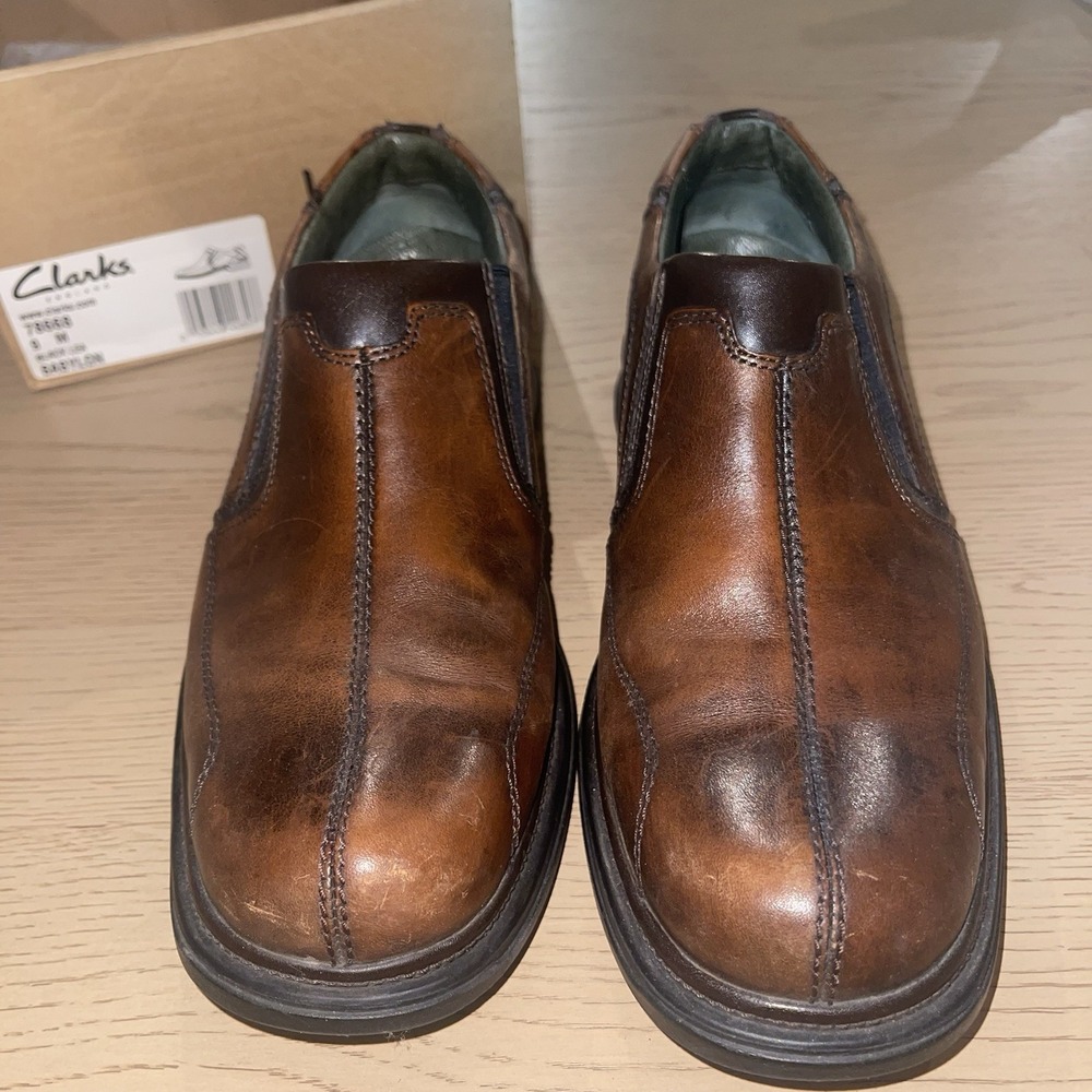 Clarks Babylon Men's Slip On Brown Leather Loafers Style 78669 Size 9M Comfort - Picture 10 of 16